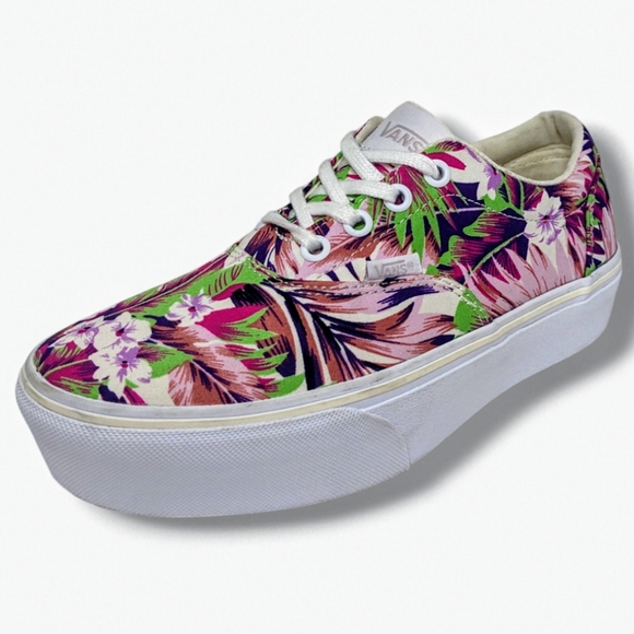 Vans | Doheny Pink Floral Paradise Platform Sneakers Women's Size 6 - Picture 3 of 9